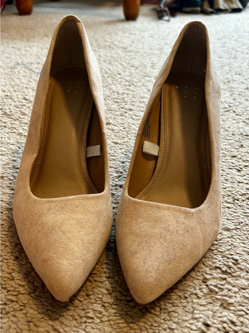 a new day Beige Pointed-Toe Suede Pumps